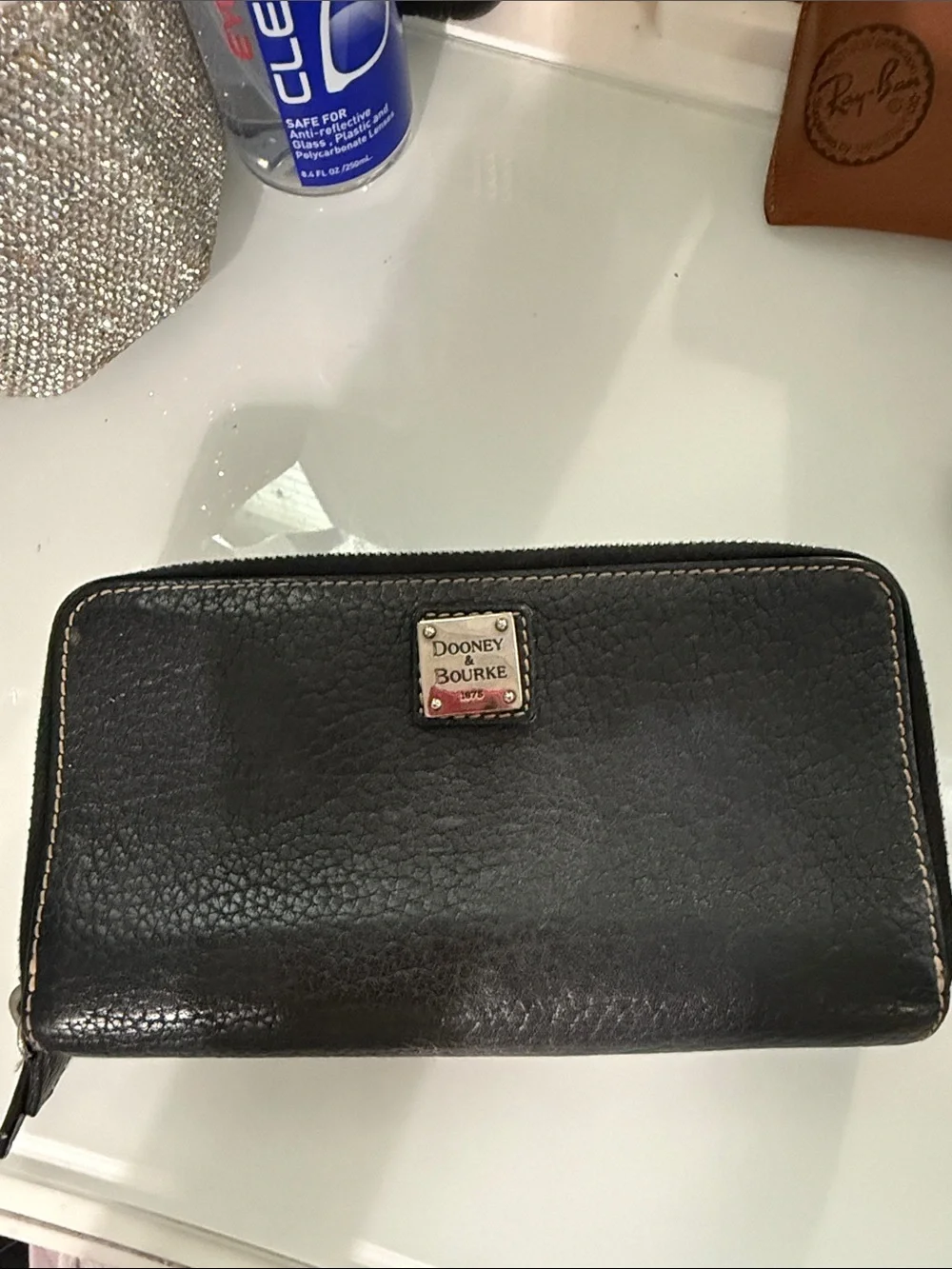 Dooney & Bourke Black Pebble Leather Zip-Around Wallet